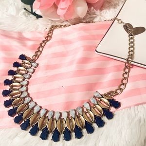 J. Crew gold statement necklace with gemstones